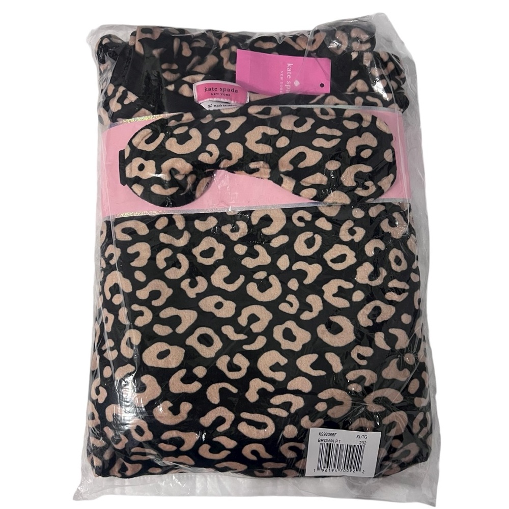Kate Spade Pajama Set XL Jogger Sleepwear Eyemask Long Sleeve NWT